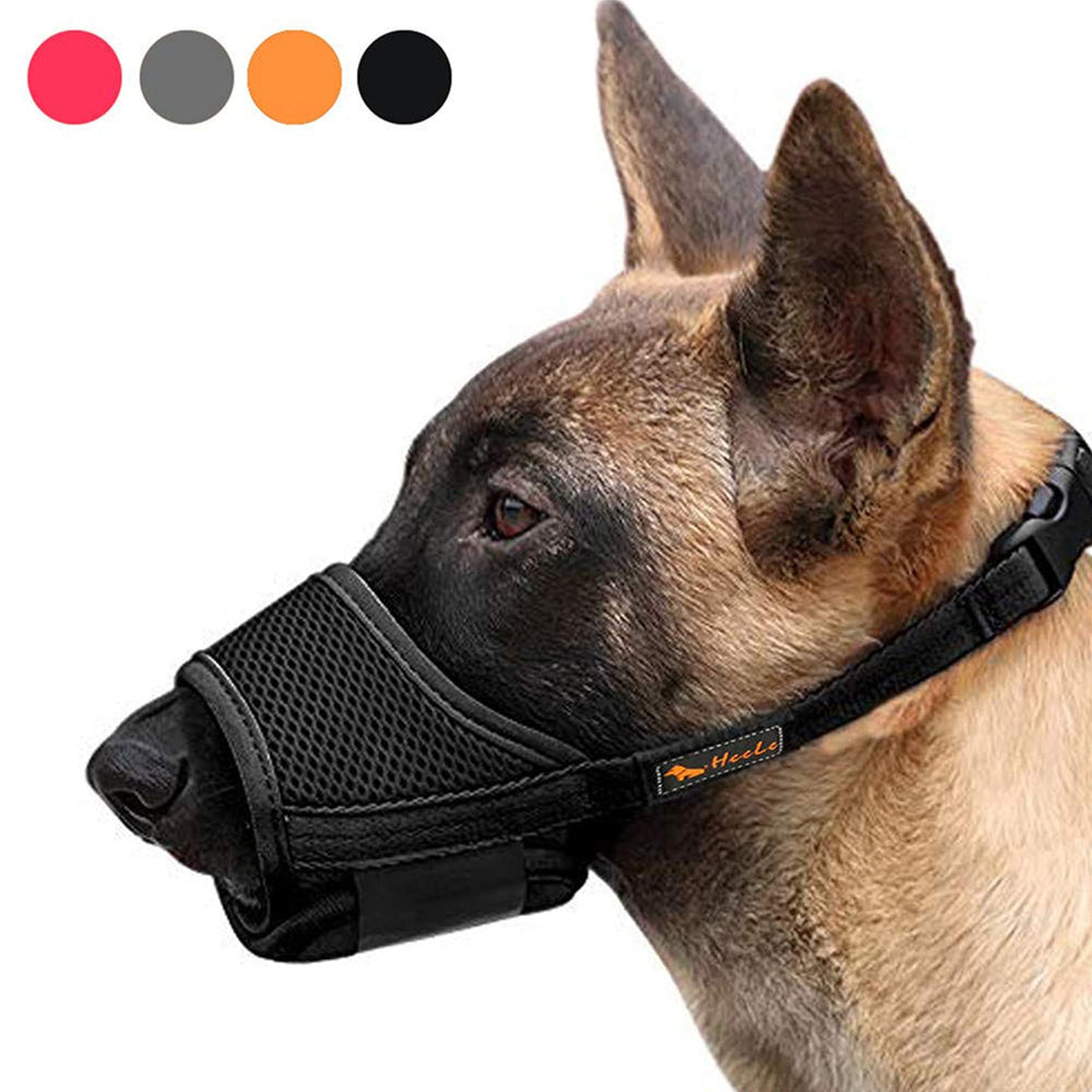 HEELE dog muzzle adjustable snout strap for a secure, slip-free fit.