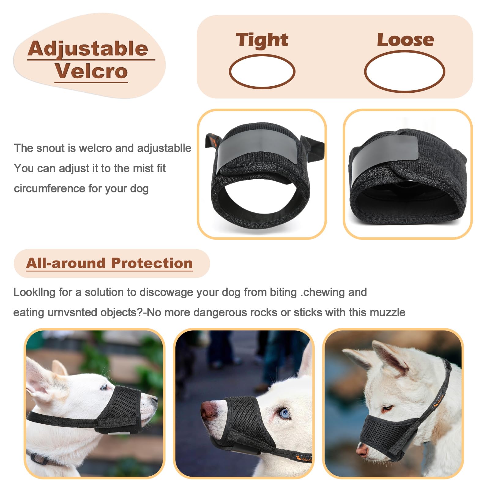 HEELE dog muzzle soft interior padding enhances comfort during use.