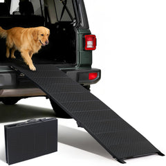 Heeyoo 71-inch dog ramp in trunk setup for easy vehicle access
