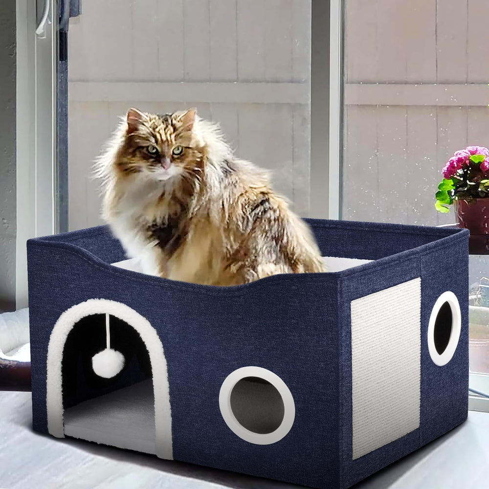 Heeyoo cat house with side scratching board for playful scratching sessions