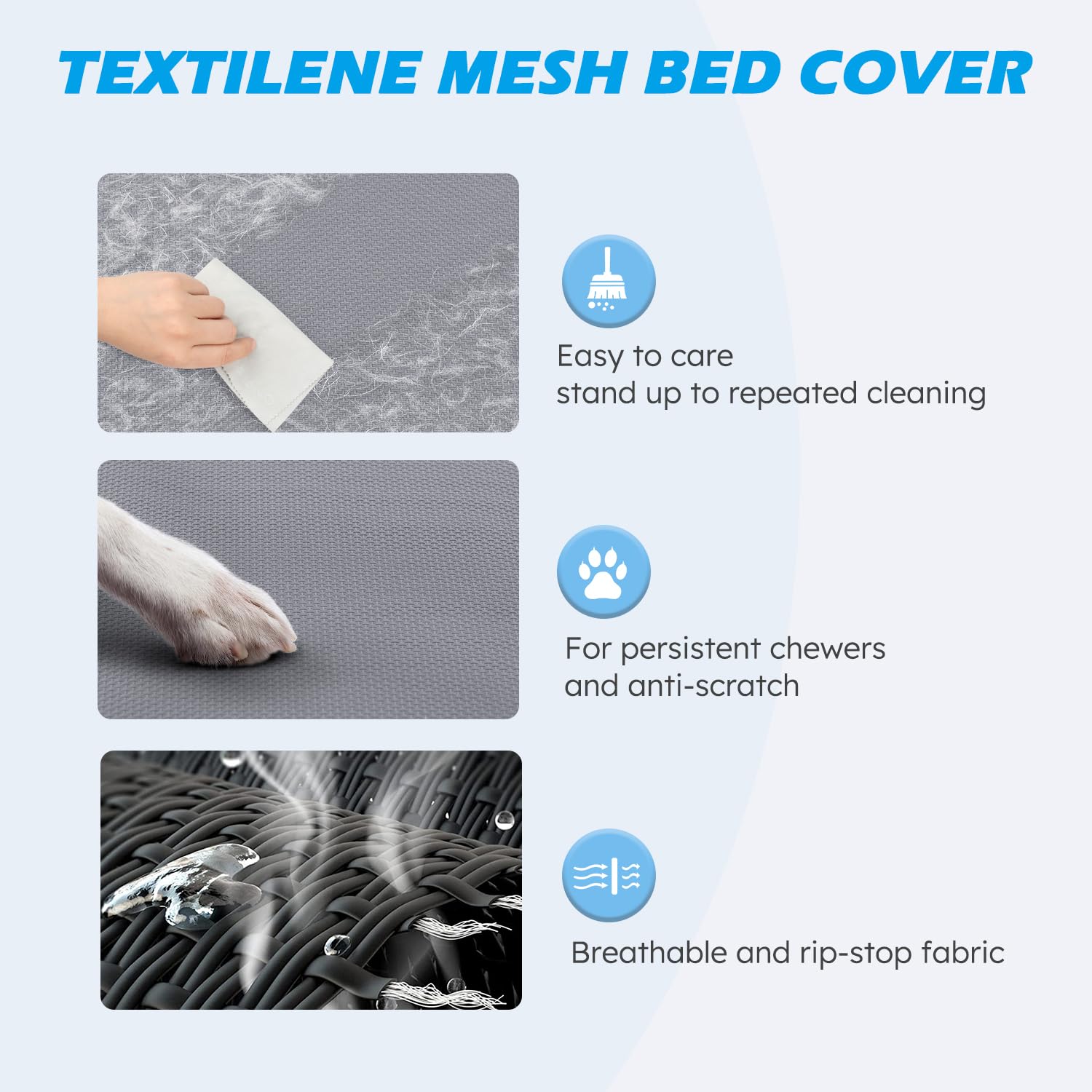 Heeyoo chew-proof mesh dog bed built for durable, long-lasting use.