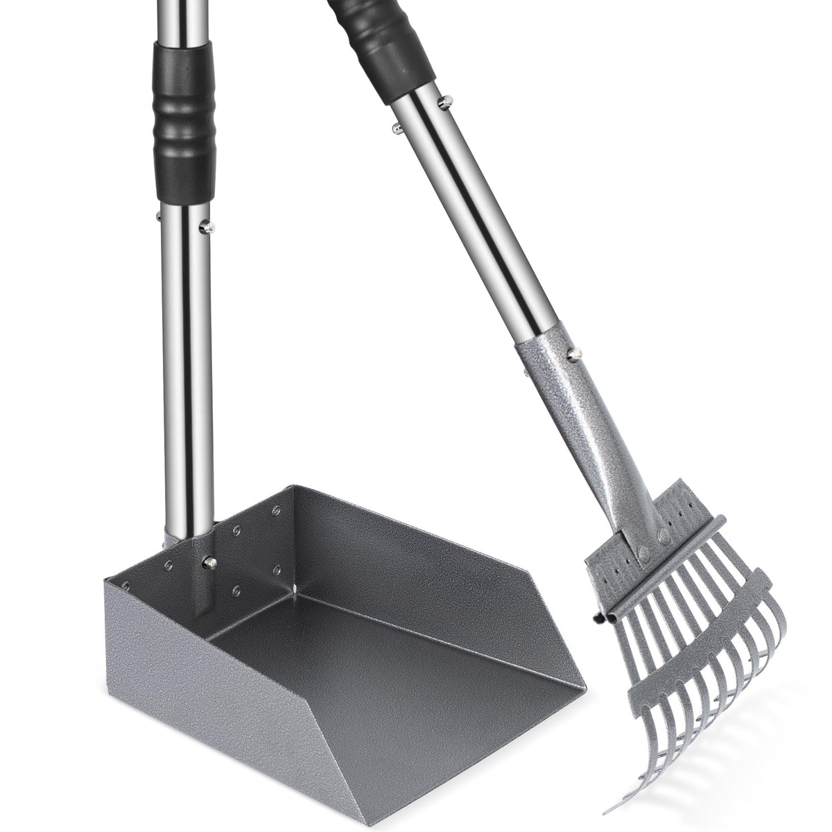 Heeyoo dog poop scooper tray and rake kit ready for instant yard cleanup.