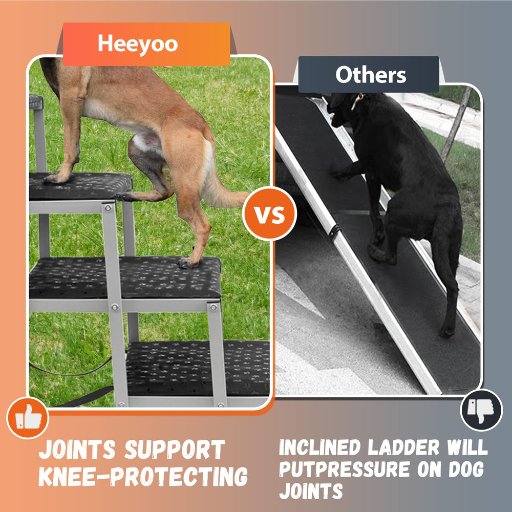 Heeyoo dog ramps includes carabiner safety tether for added security