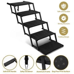 Heeyoo dog stairs car non-slip surface improves grip for secure climbs.
