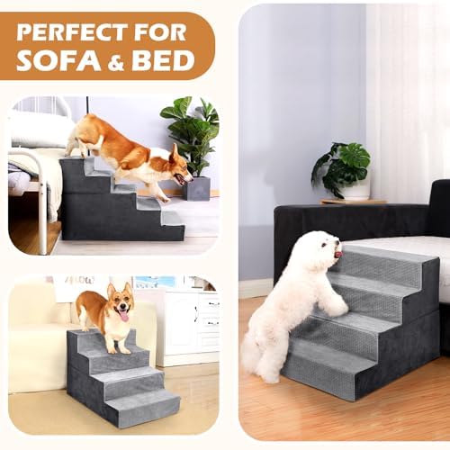 Heeyoo dog stairs foldable into a soft bed for rest