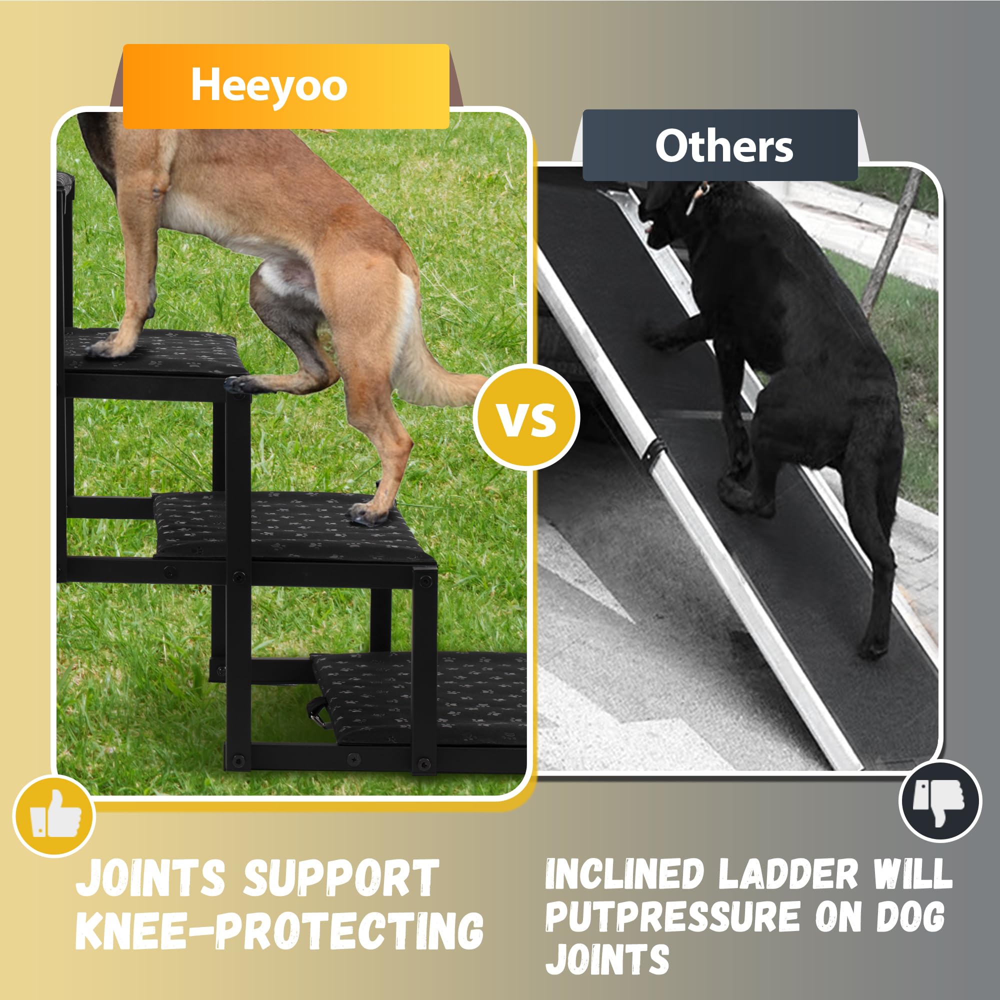 Heeyoo dog stairs foldable storage in car when not in use.