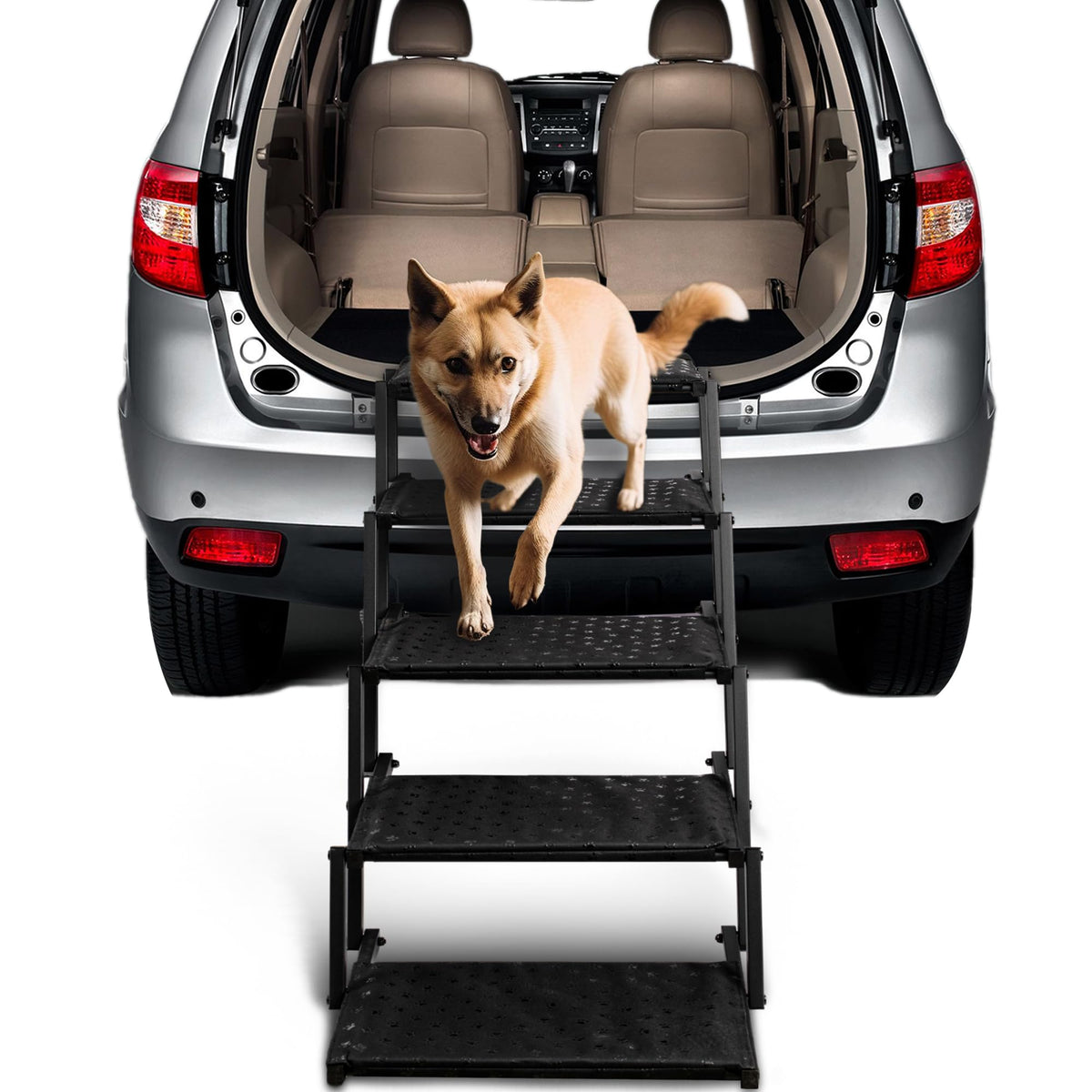 Heeyoo dog stairs for car foldable design enables easy pet entry and compact storage.