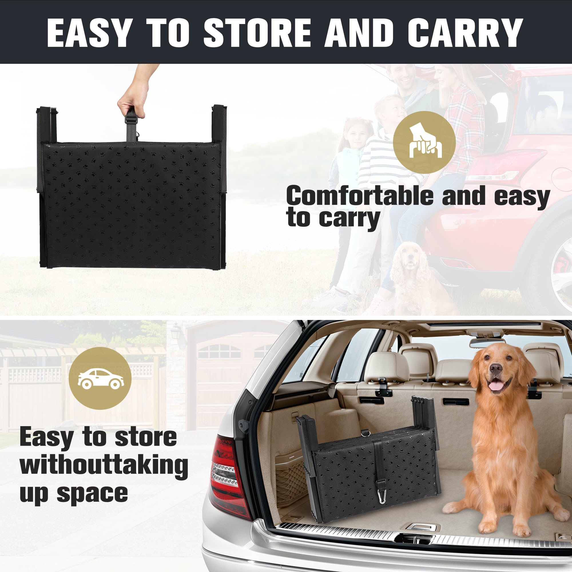 Heeyoo dog stairs lightweight 12 lbs portable for car trips.