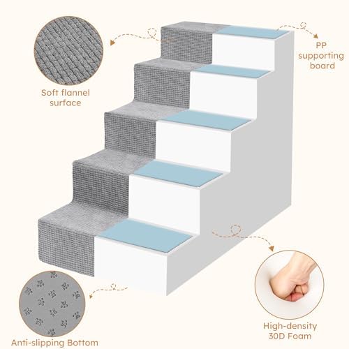 Heeyoo dog stairs bottom with rubber dots provides extra grip