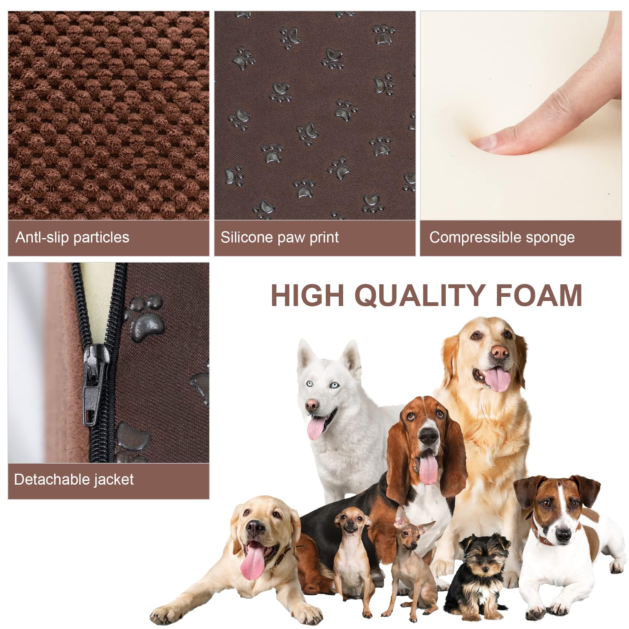 Heeyoo non-slip corduroy cover keeps pets safe on stairs during use.