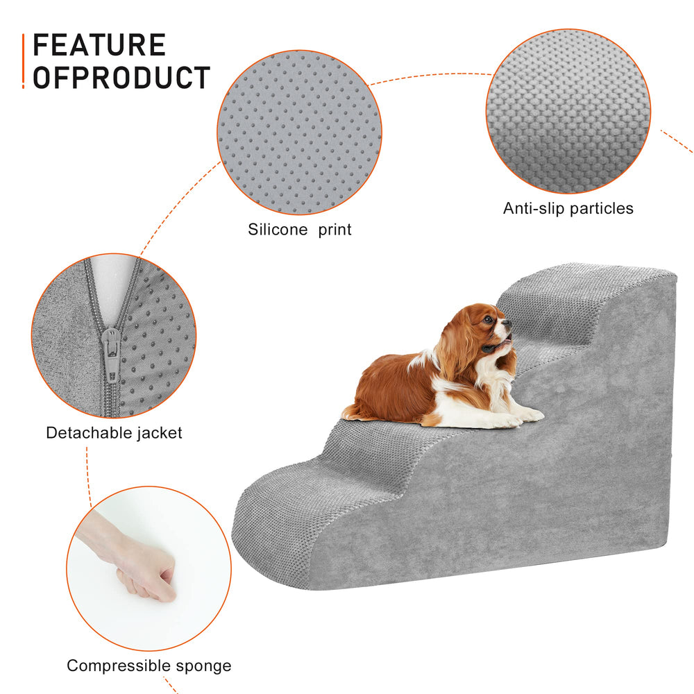 Heeyoo dog stairs with non-slip corduroy cover for safety