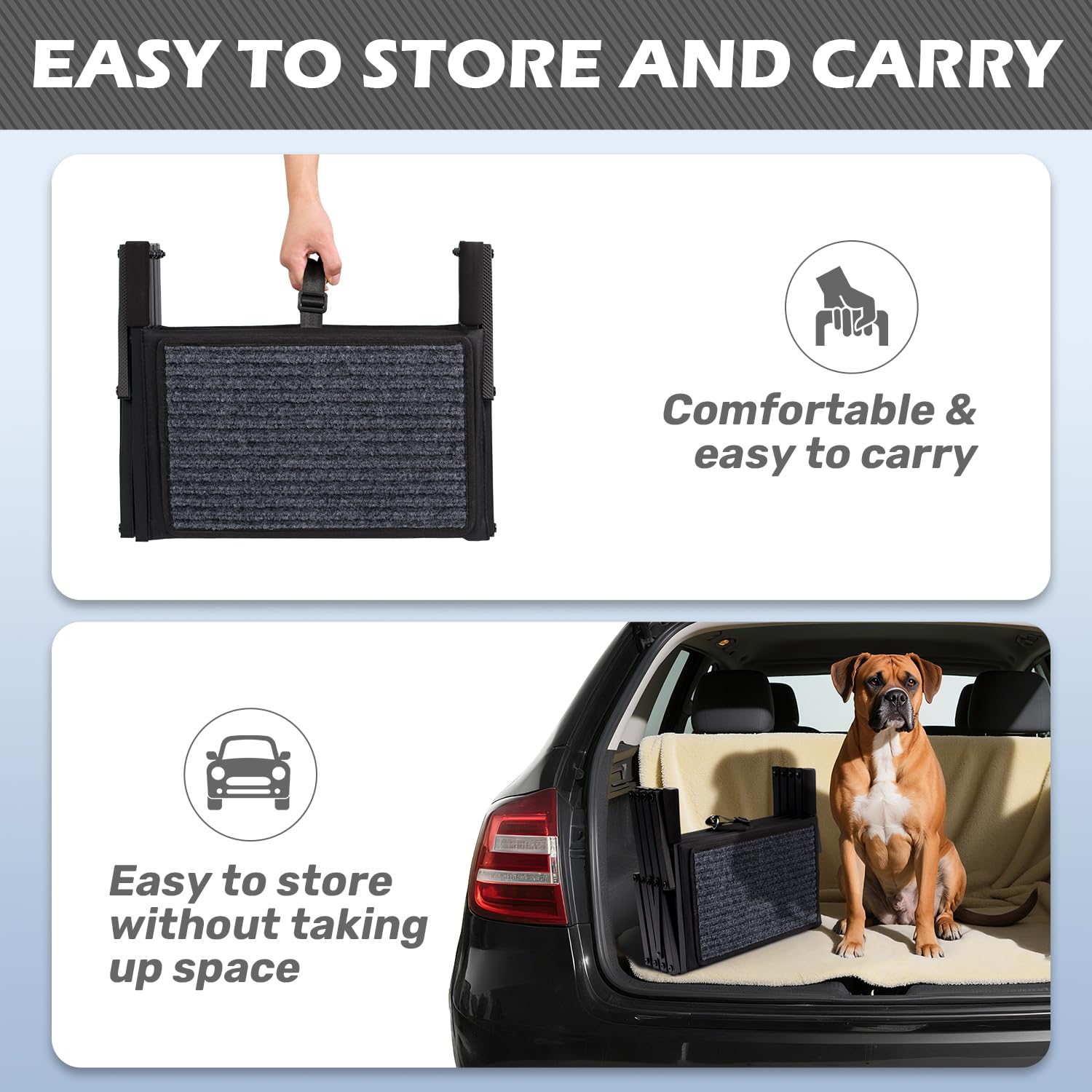 Heeyoo dog steps foldable design stores compactly for travel
