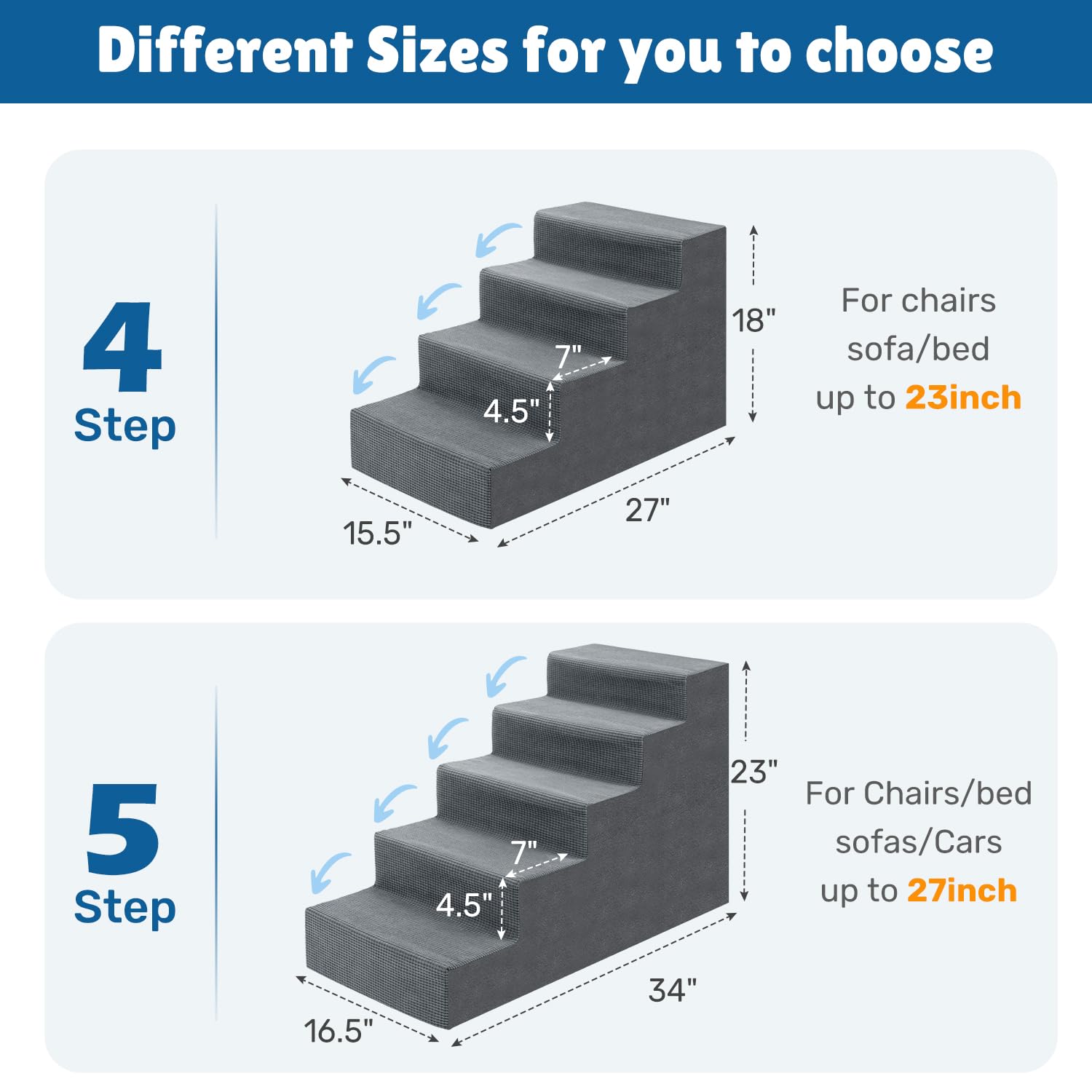 Heeyoo dog steps wide-steps-design shows spacious treads benefiting larger dogs.
