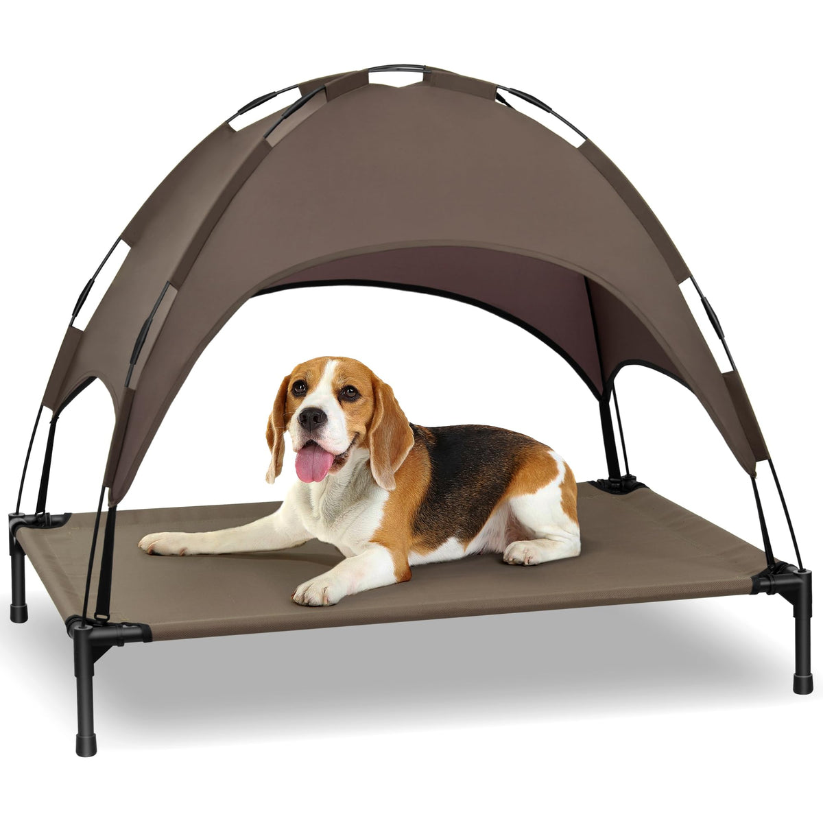 Heeyoo elevated dog bed with canopy for cooler outdoor lounging
