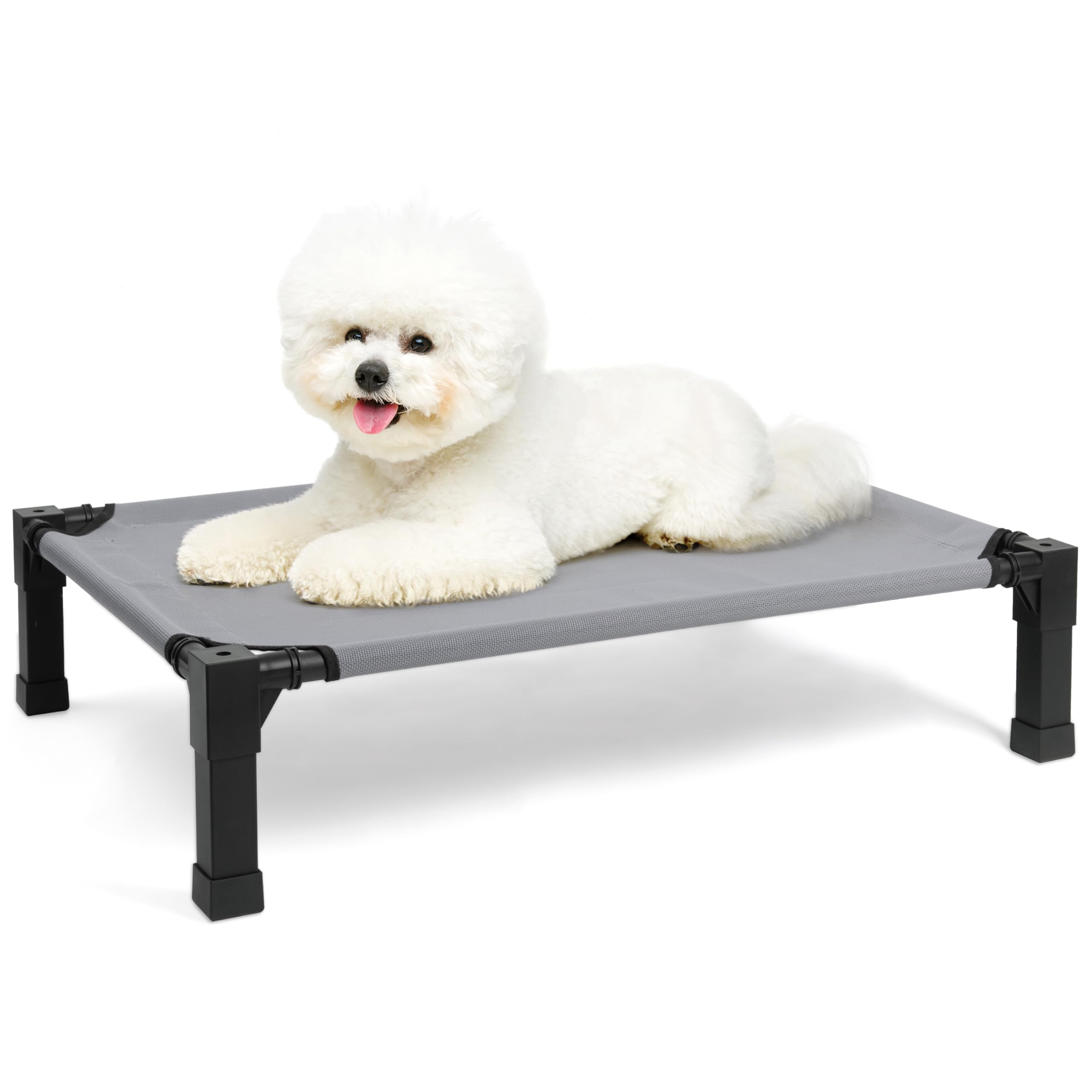 Heeyoo elevated dog bed with cooling cot and breathable mesh.