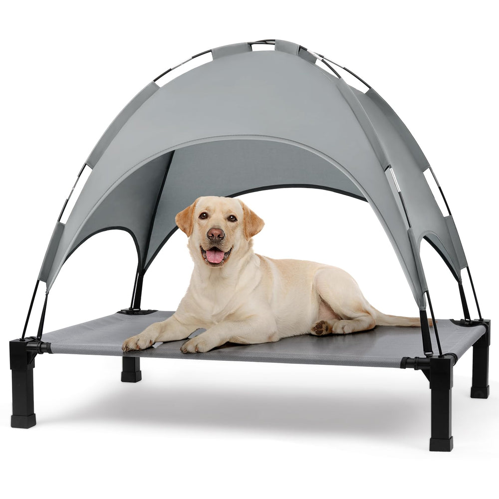 Heeyoo elevated dog bed with canopy for cool outdoor lounging