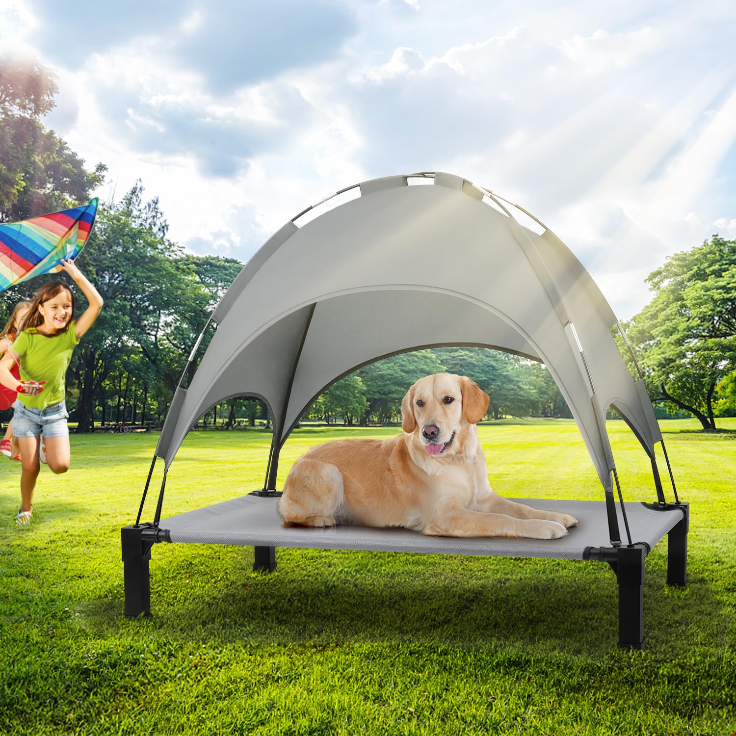 Heeyoo elevated canopy bed stays cool on hot days