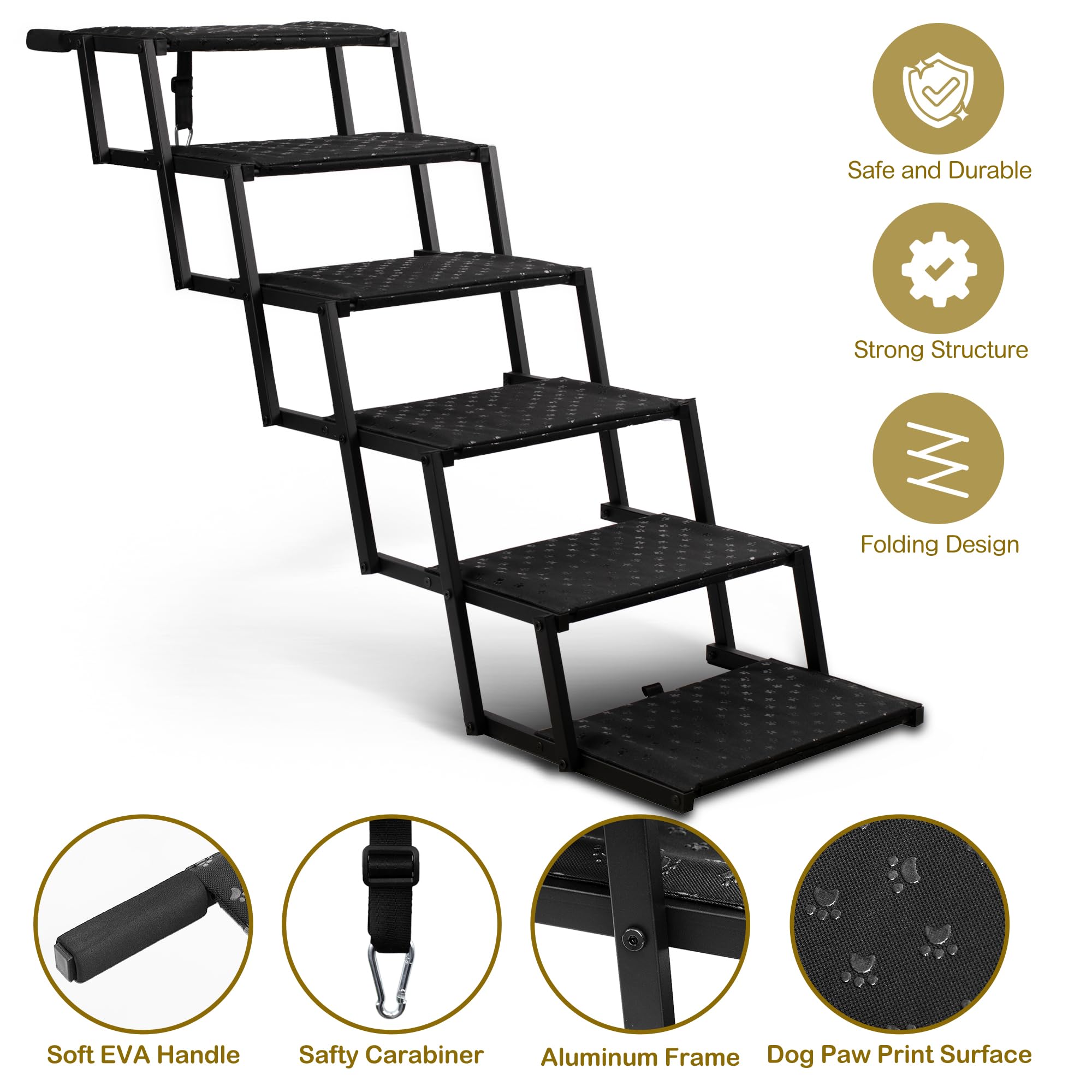 Heeyoo non-slip surface dog steps keeps pets secure during entry and exit.