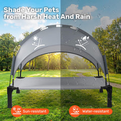 Heeyoo portable dog cot outdoors, perfect for parks and beaches.