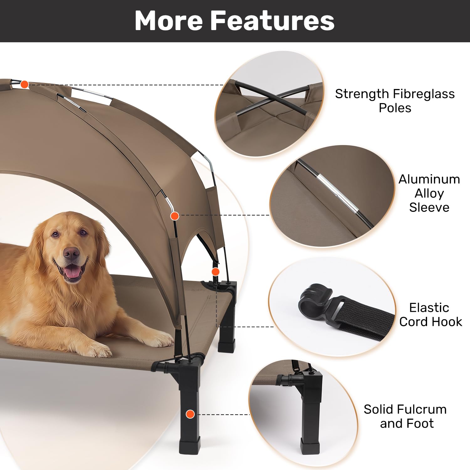 Waterproof canopy shields pets from sun and drizzle for outdoor adventures.