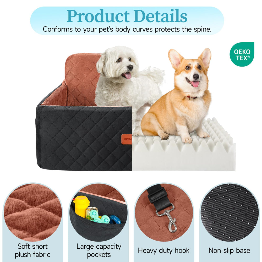 HEGGCOOE dog car seat with anti-slip base for stable positioning.