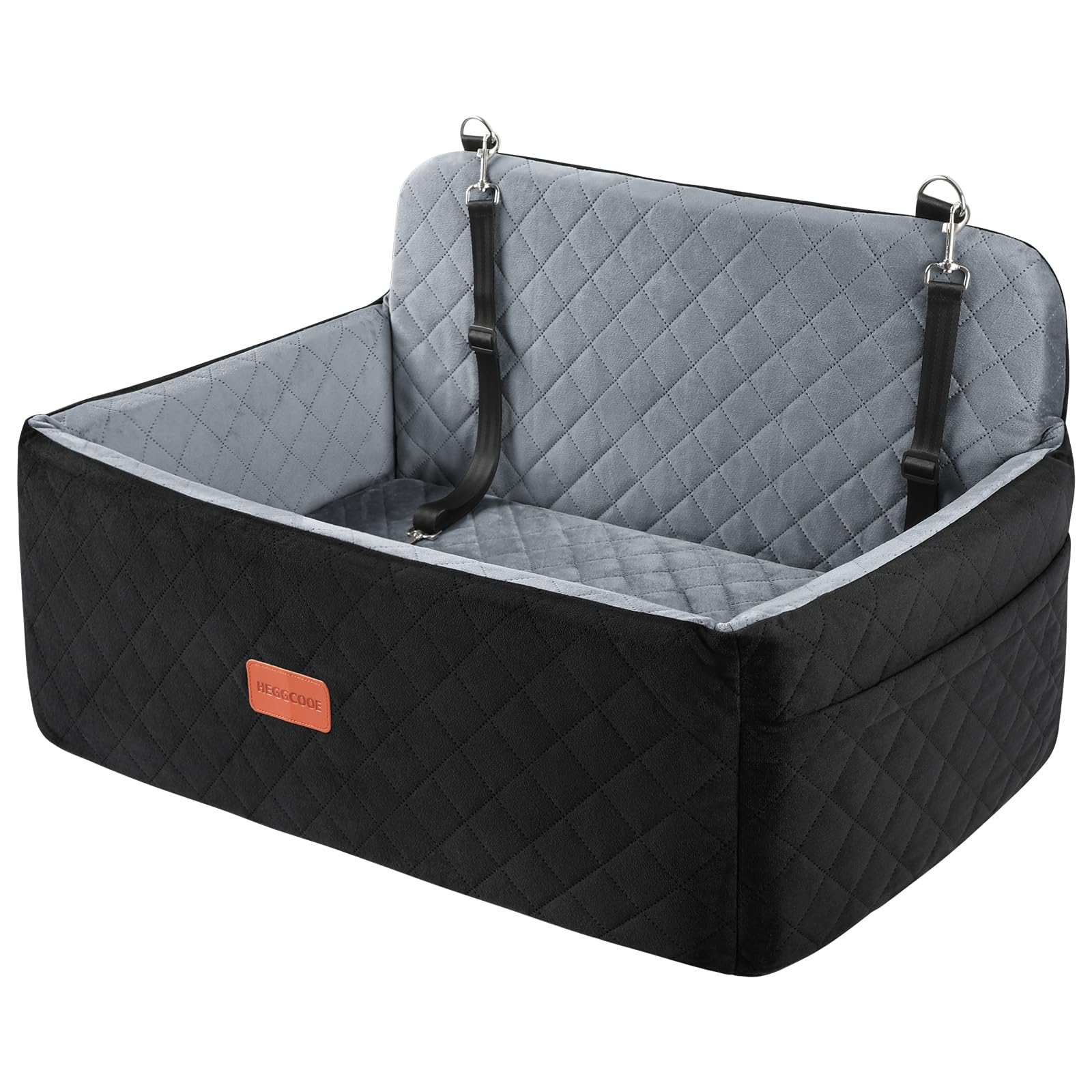 HEGGCOOE dog car seat with elevated booster for clear outside view and reduced travel stress