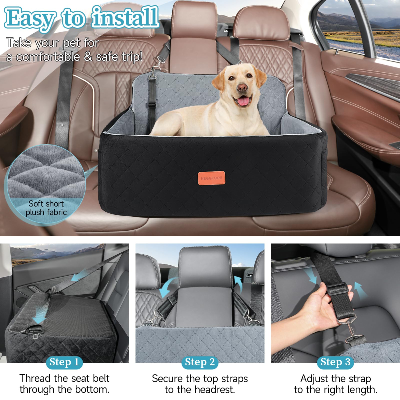 HEGGCOOE dog car seat side pockets store treats and toys