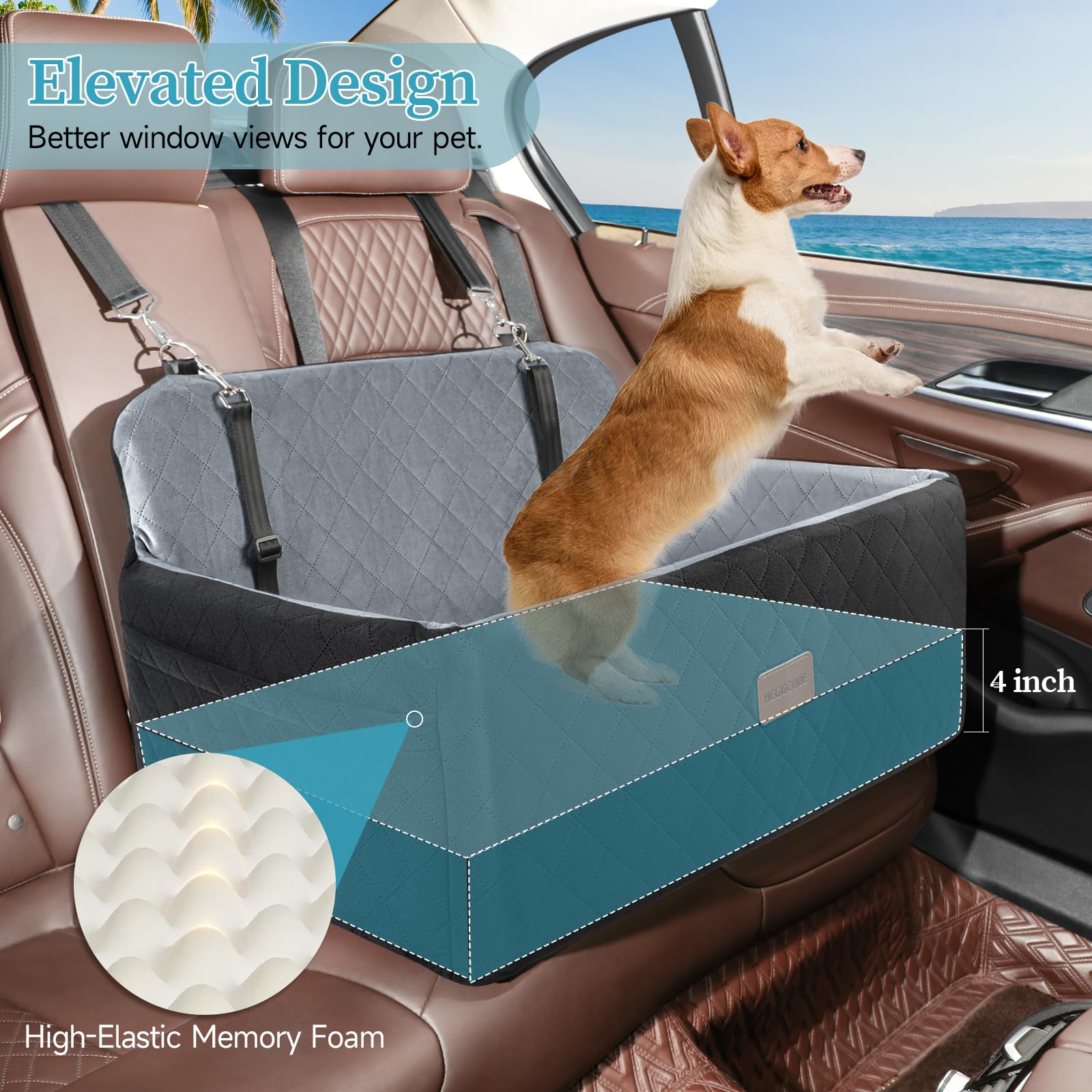 HEGGCOOE dog car seat in plush fabric keeping pet cozy during rides