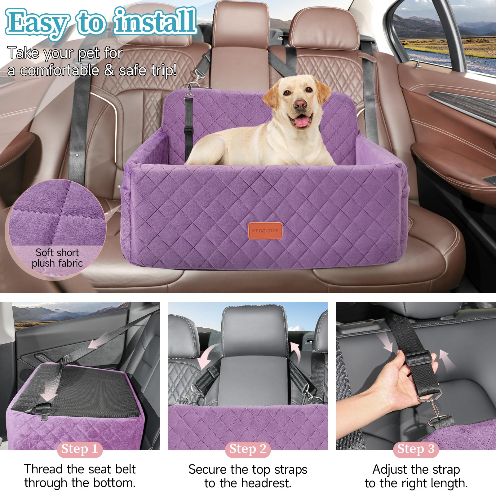 HEGGCOOE wide-fit design accommodates up to 55 lbs or two small dogs.