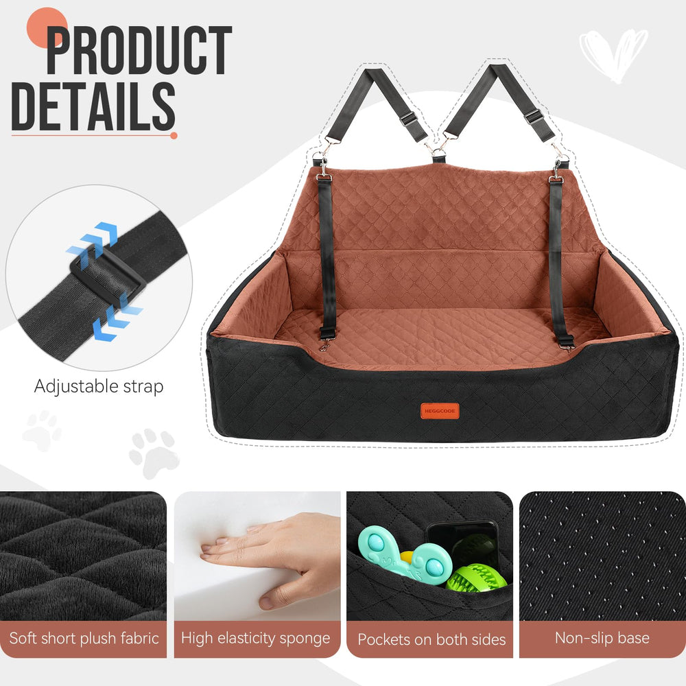 HEGGCOOE dog car seat high-density sponge absorbs bumps for smoother rides