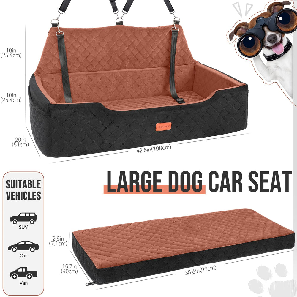 HEGGCOOE dog car seat with soft fabric cover provides cozy travel for anxious pets