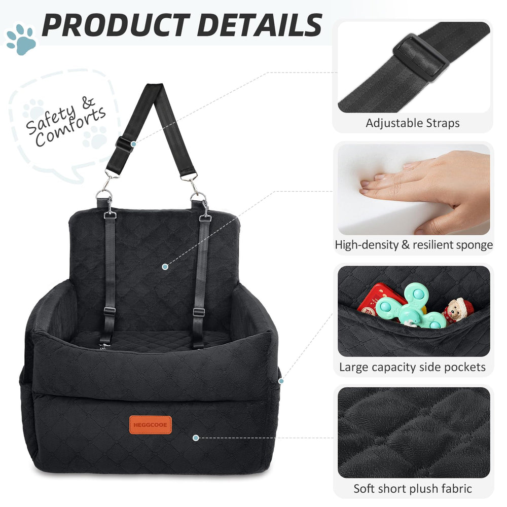 Memory foam booster cushion provides soft, supportive seating for longer rides