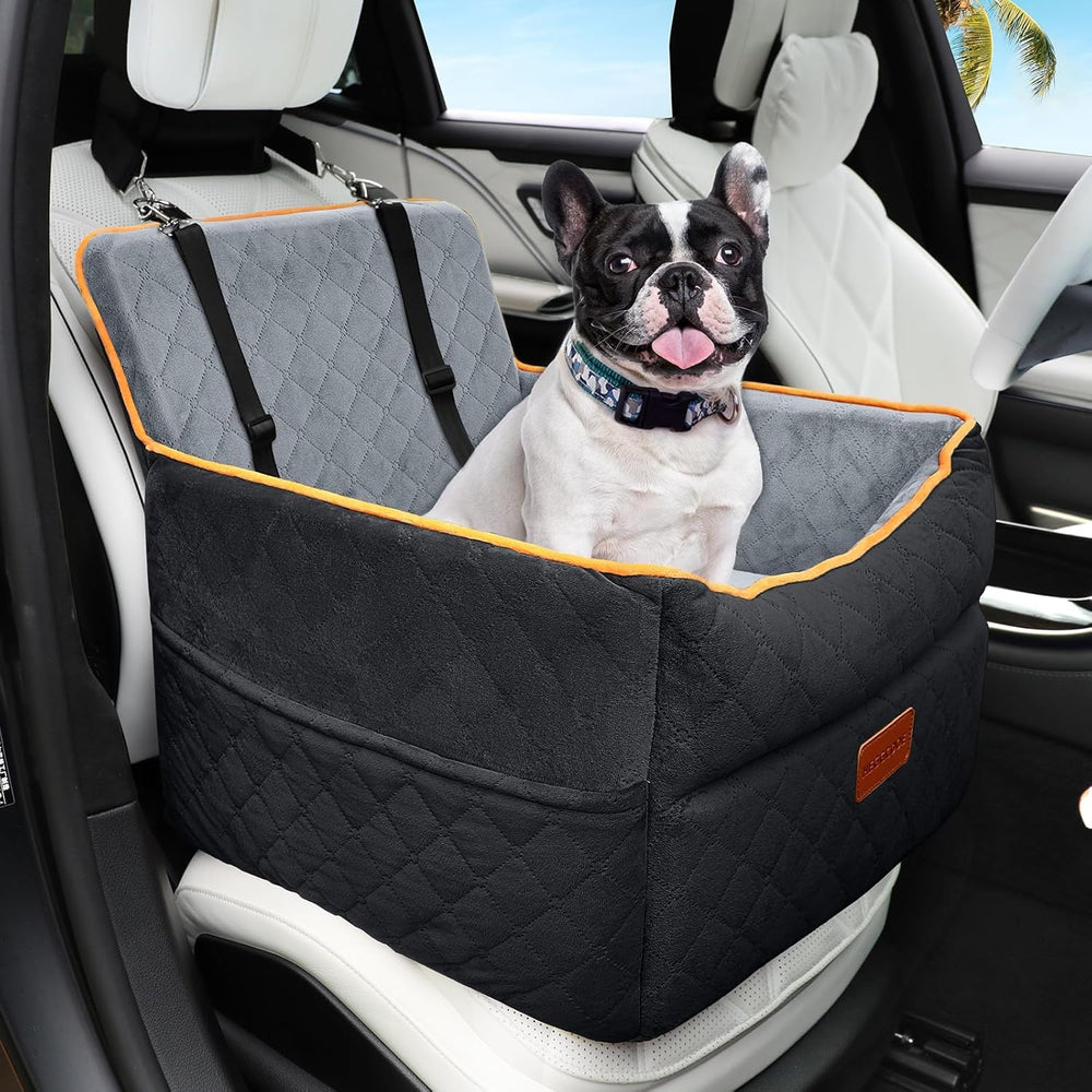 HEGGCOOE memory foam booster seat elevates small dogs for better outdoor views.