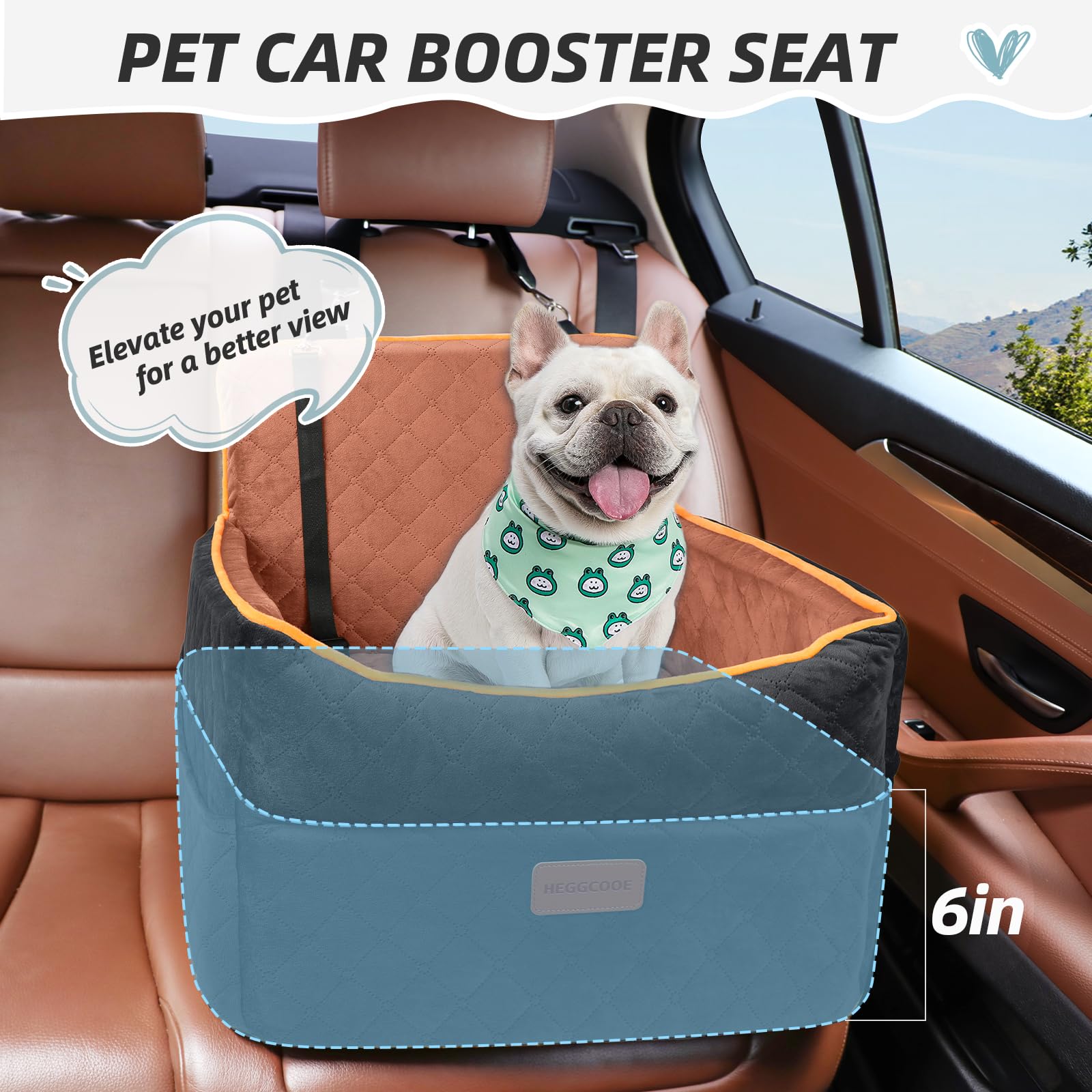 HEGGCOOE dog seat with safety belts keeps pets secure during travel