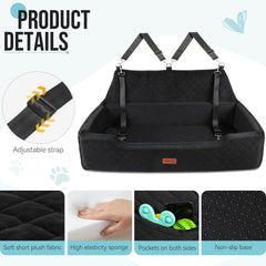 HEGGCOOE two-dog travel bed keeps dogs secure with adjustable leashes.