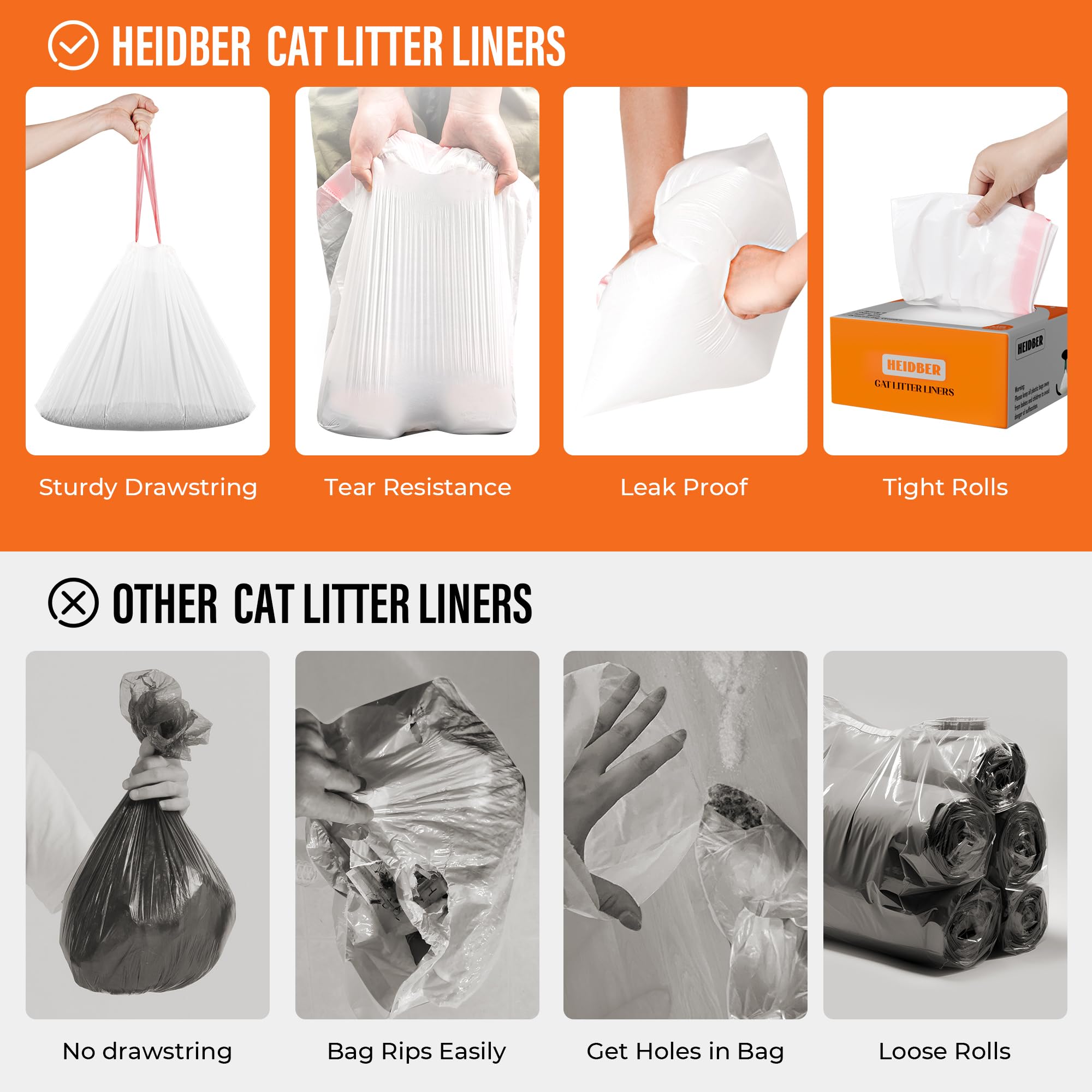 HEIDBER easy-extract liner demonstrated with separate bags