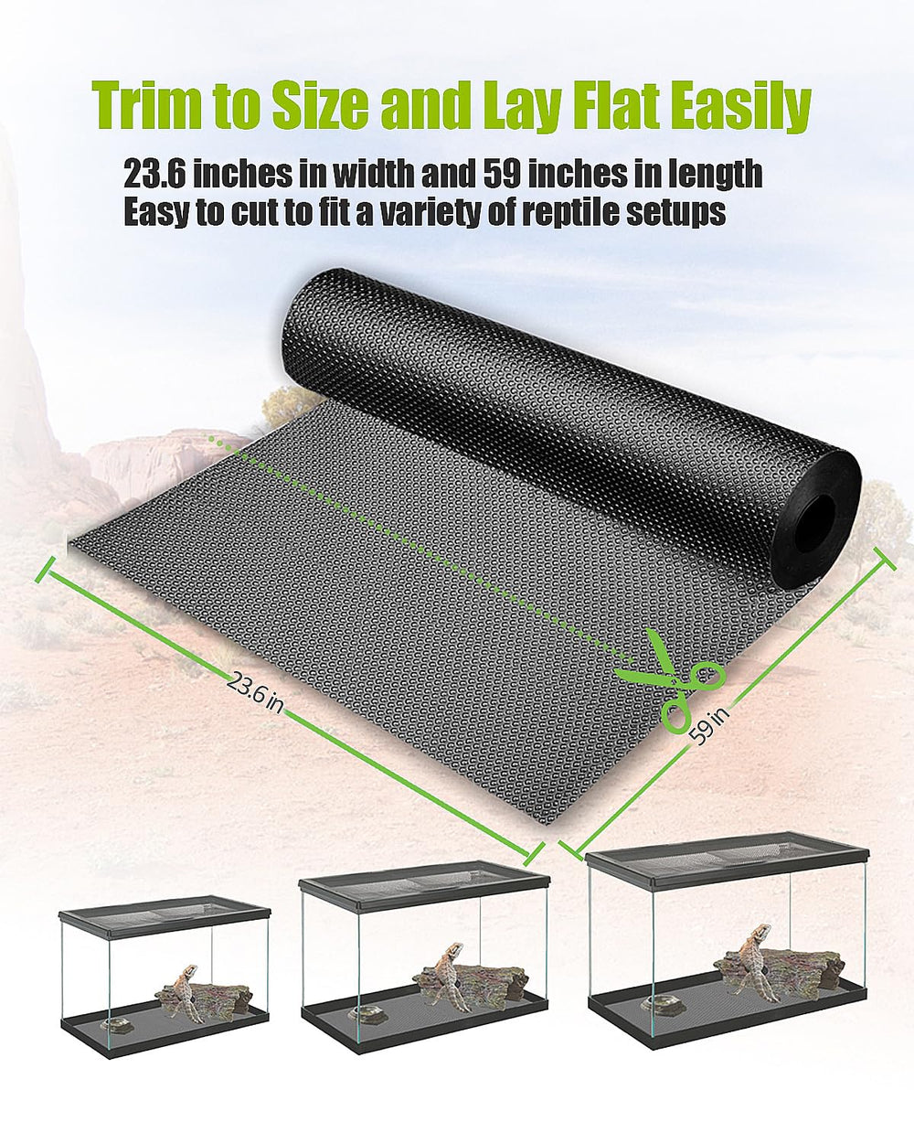 Helidrago reptile tank liner offers wide compatibility for multiple species.