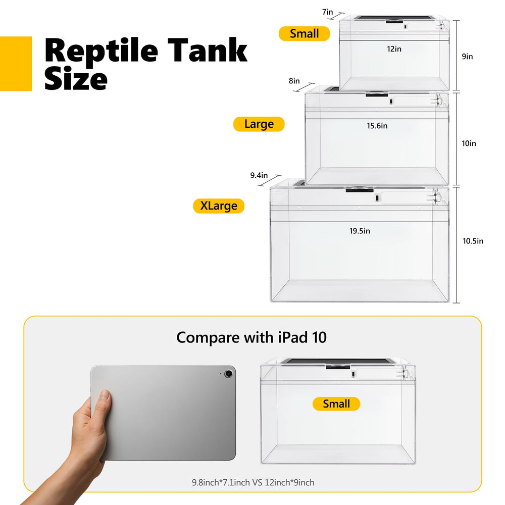 HELIME polycarbonate tank with 360 view for crystal-clear observation of pets.