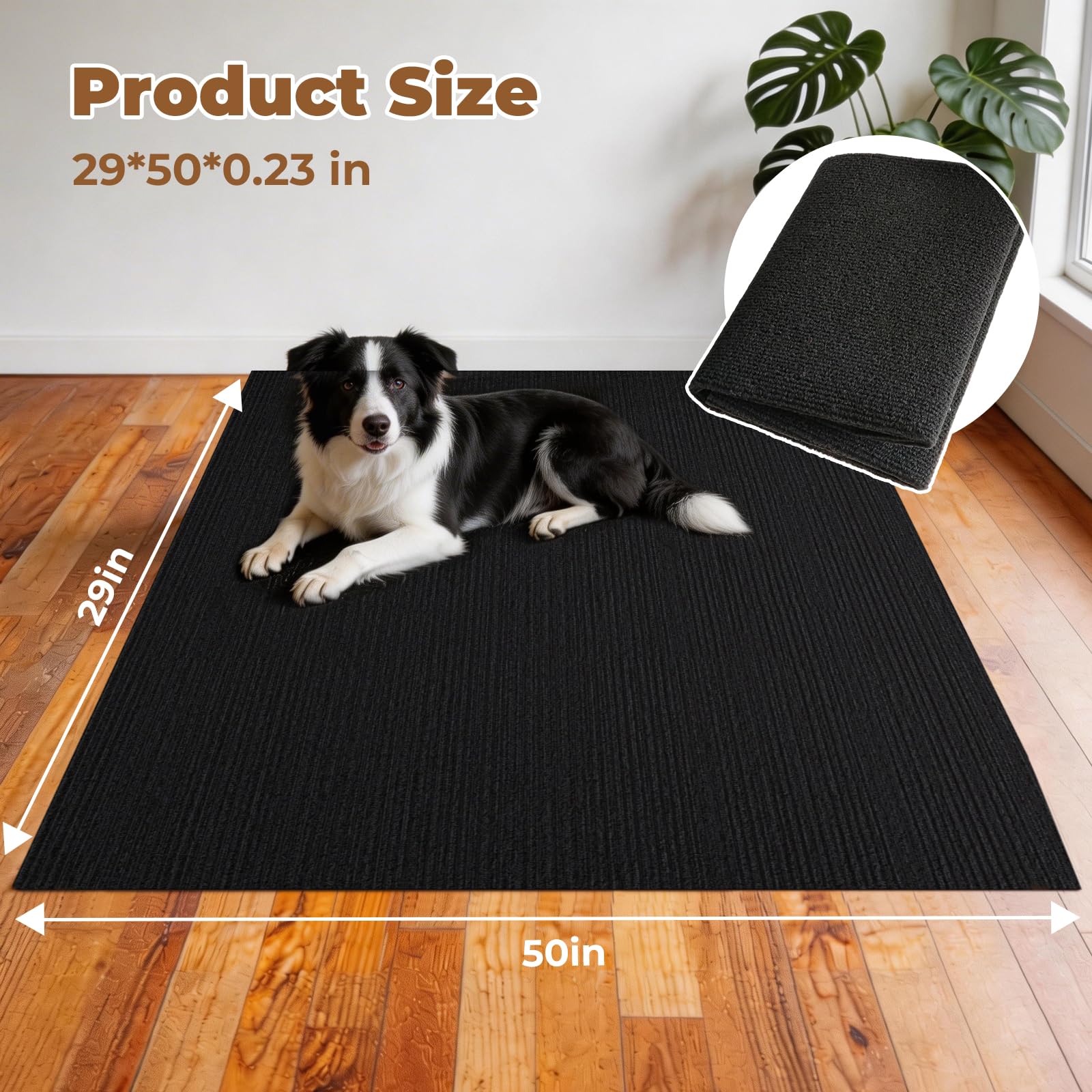Heliospark dog crate mat measures 29 by 50 inches for large crates