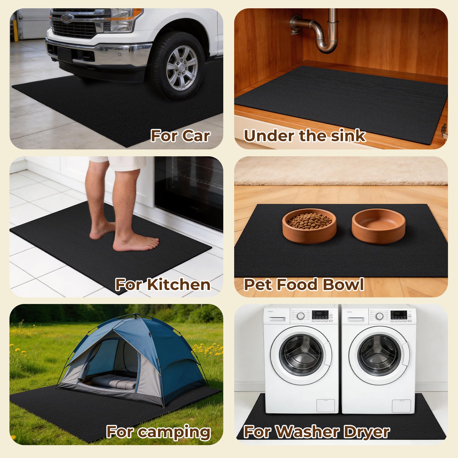 Heliospark floor-protecting mat helps reduce wear under crates and pens.