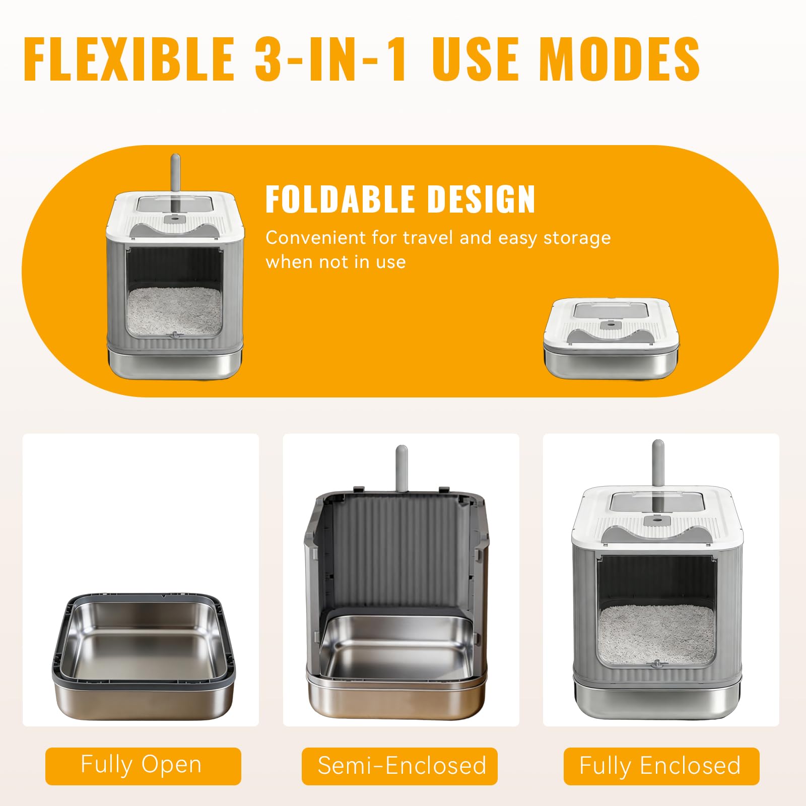 Helntova dual-entry litter box supports cats natural movement and ease.