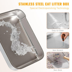 Helntova pull-out drawer litter box simplifies cleaning and litter changes.
