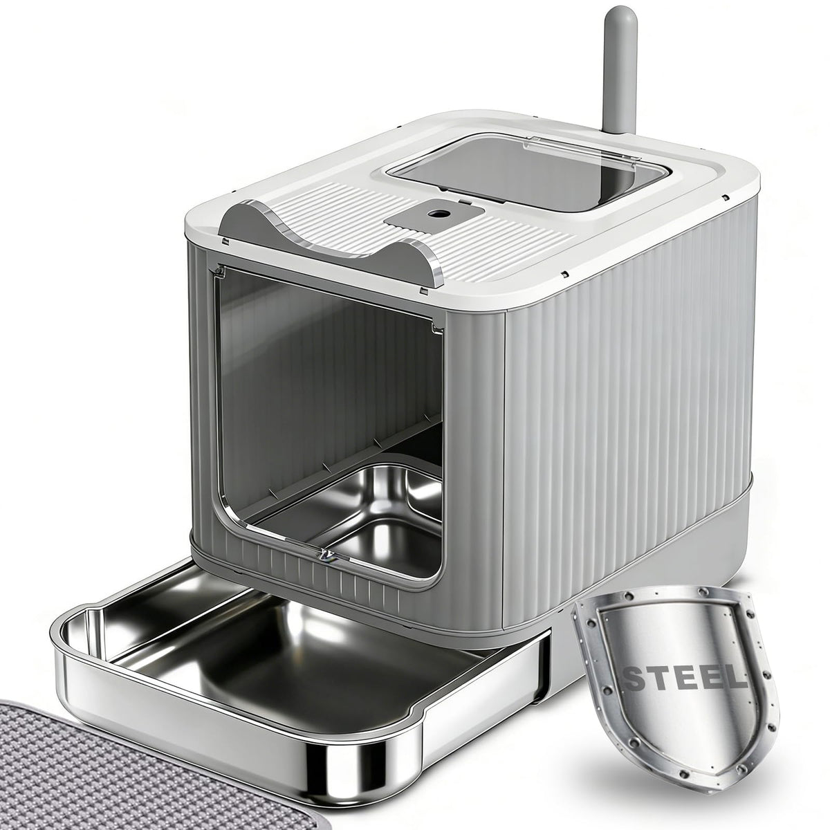Helntova upgraded stainless steel basin for easy cleaning and odor control.