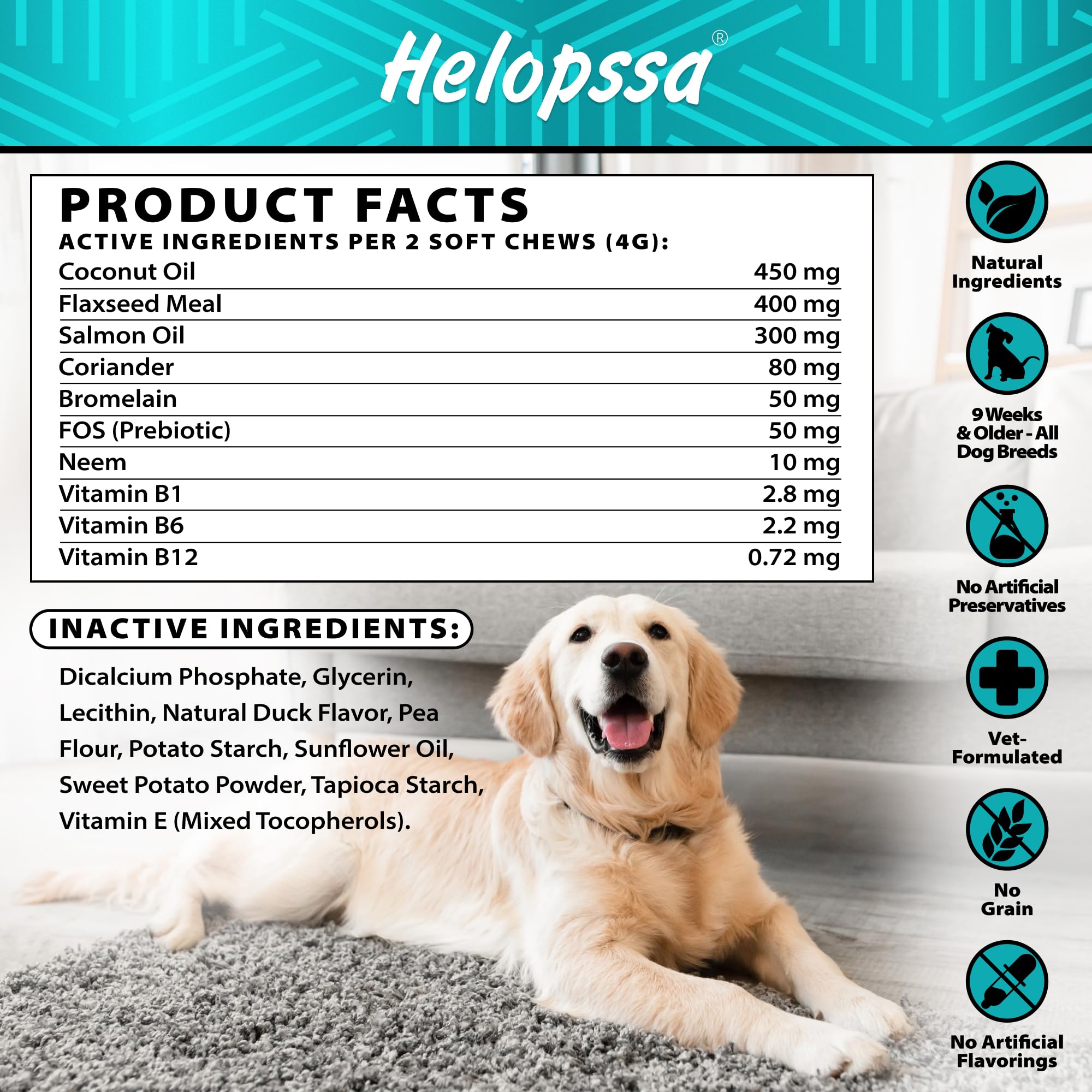 Helopssa neem-rich chews—natural support for flea prevention.
