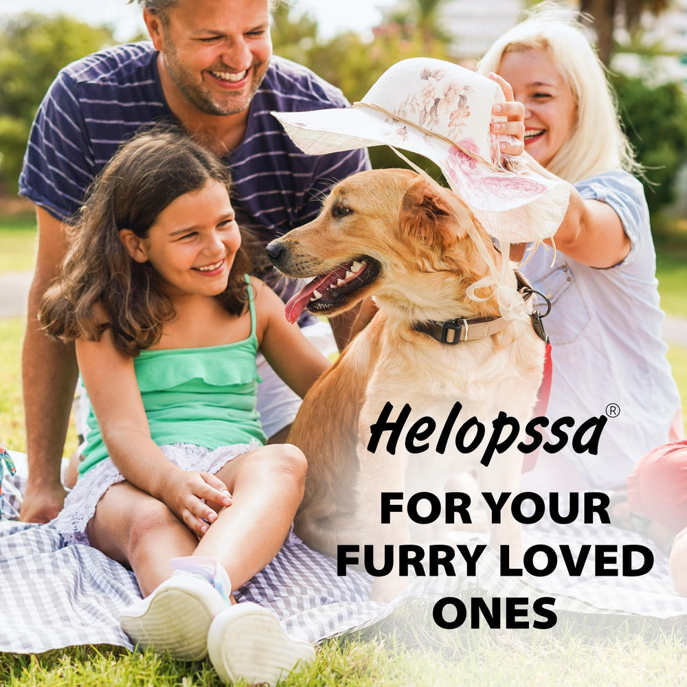 Helopssa omega oils blend—supports skin, coat, and gut wellness.