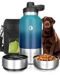 Hemli dog water bottle with insulated stainless steel body for on-the-go hydration