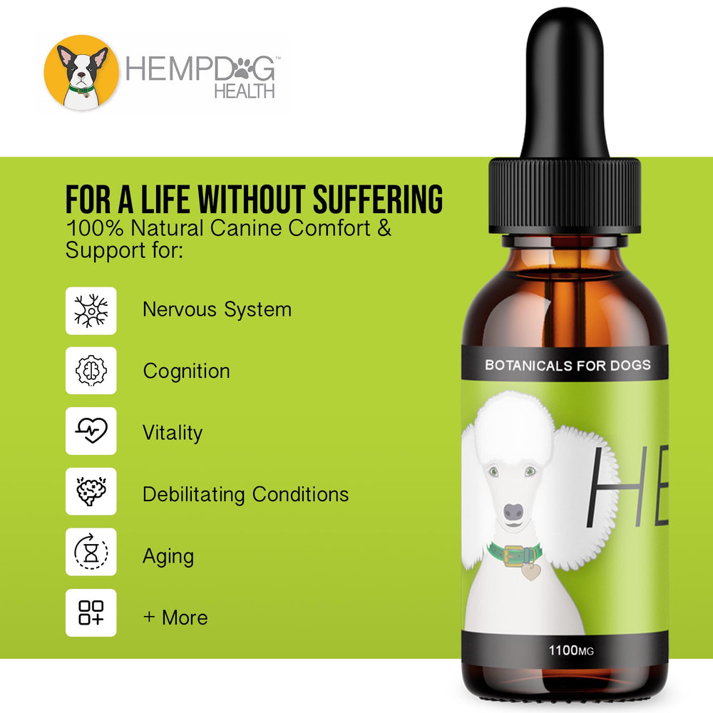 Hemp Dog Health Heal third-party tested badge demonstrates safety.