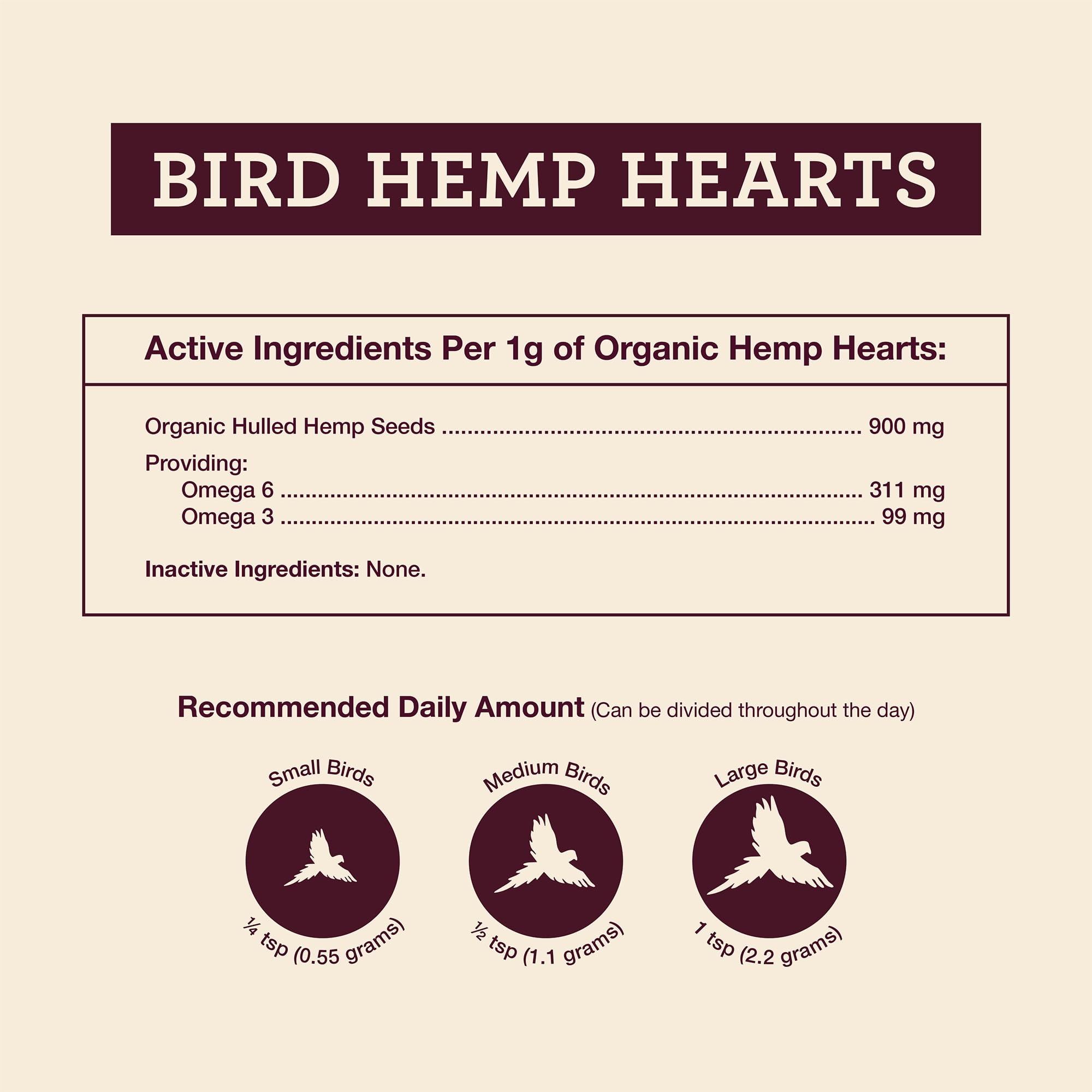 Calm bird enjoying a snack of Hemp Well hemp hearts for birds.