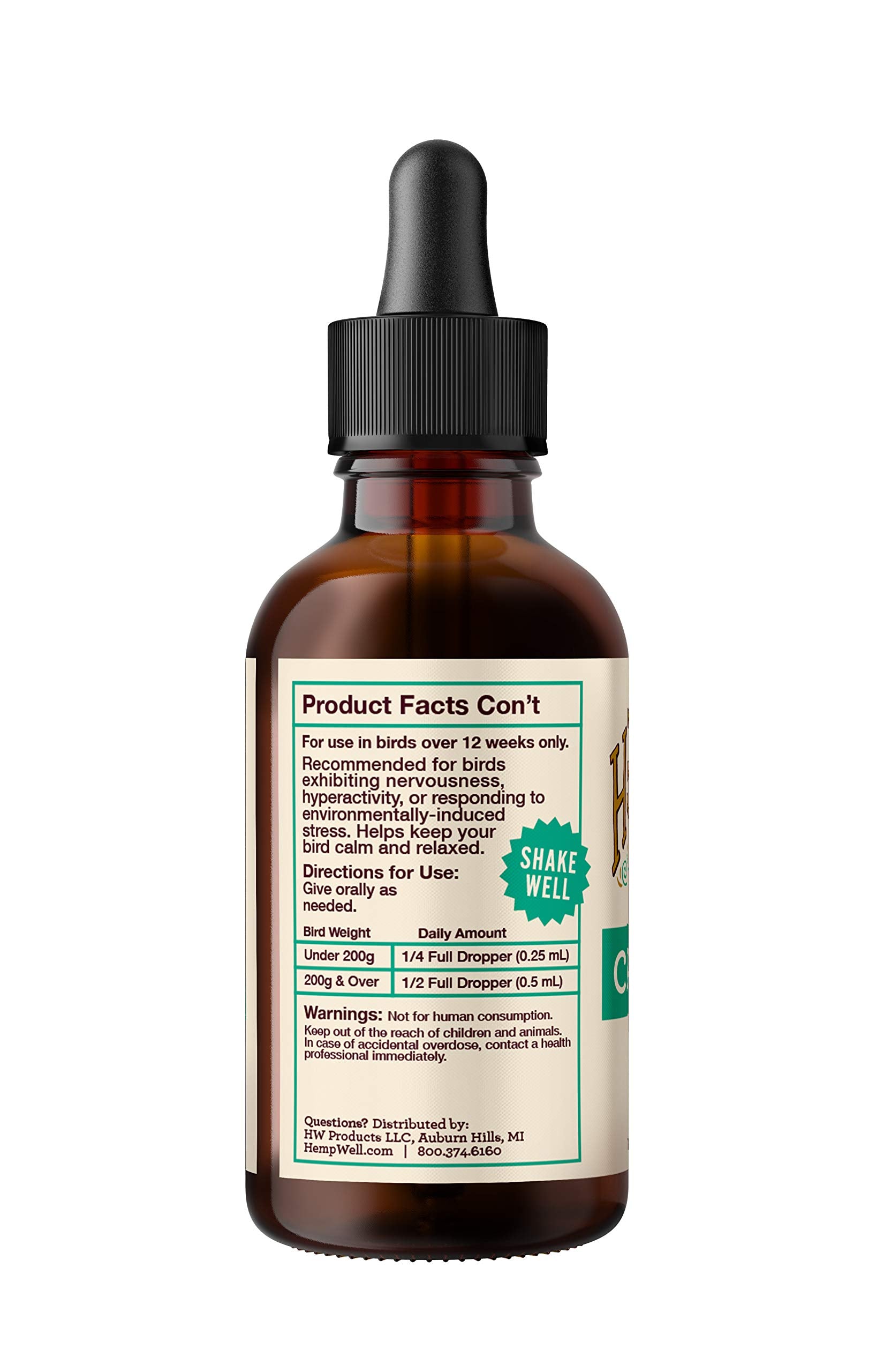 Hemp Well Calm Bird Oil chamomile flowers image emphasizes soothing herbal blend.
