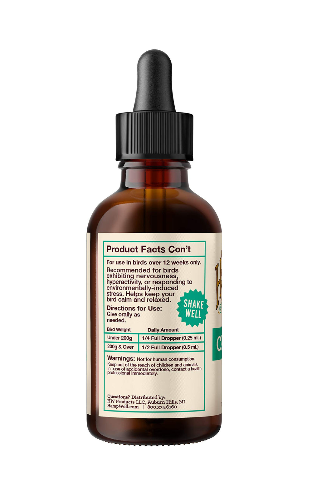 Hemp Well Calm Bird Oil chamomile flowers image emphasizes soothing herbal blend.